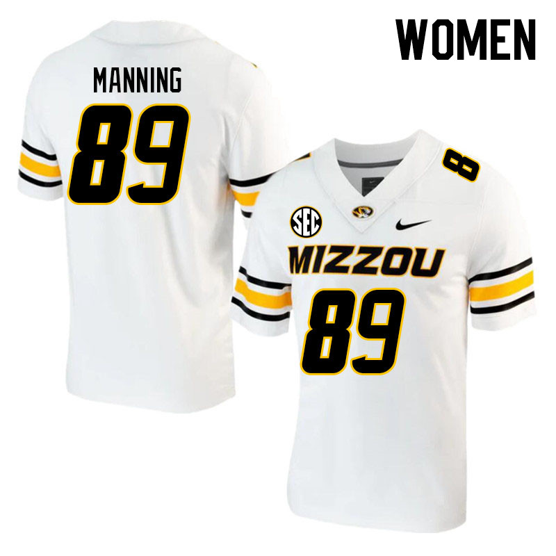 Women #89 Micah Manning Missouri Tigers College 2023 Football Stitched Jerseys Sale-White - Click Image to Close